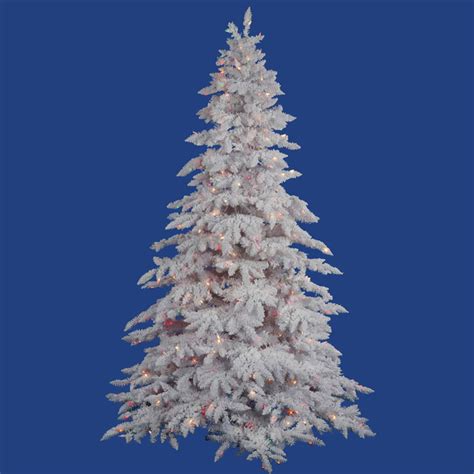 It has 280 thick PVC tips covered in thick lush needles that provide lots of space for decorative creativity. . Pre lit flocked christmas tree